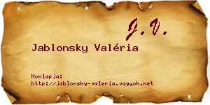 Jablonsky Valéria névjegykártya
